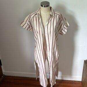 Anthropologie long line split side striped button down